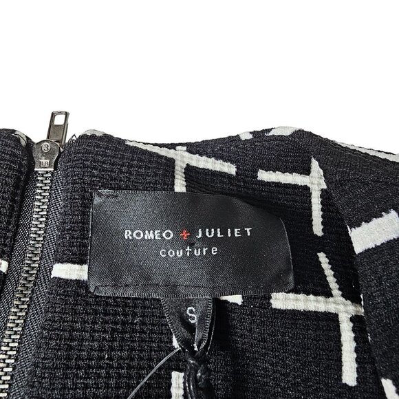 Romeo & Juliet Couture Shift Dress Black White Cross Pattern Women Small NWT - Picture 4 of 11